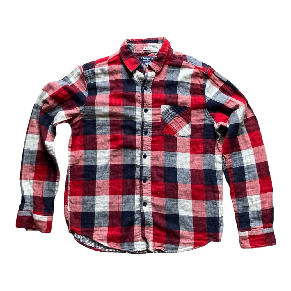 Men’s Slim Fit Medium Bluenotes Button Up Plaid Shirt